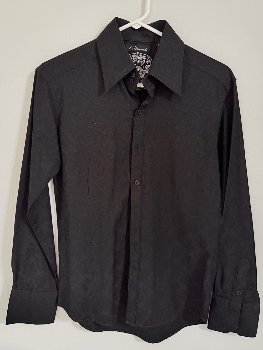 7 Diamonds Men’s Black Long-Sleeve Dress Shirt